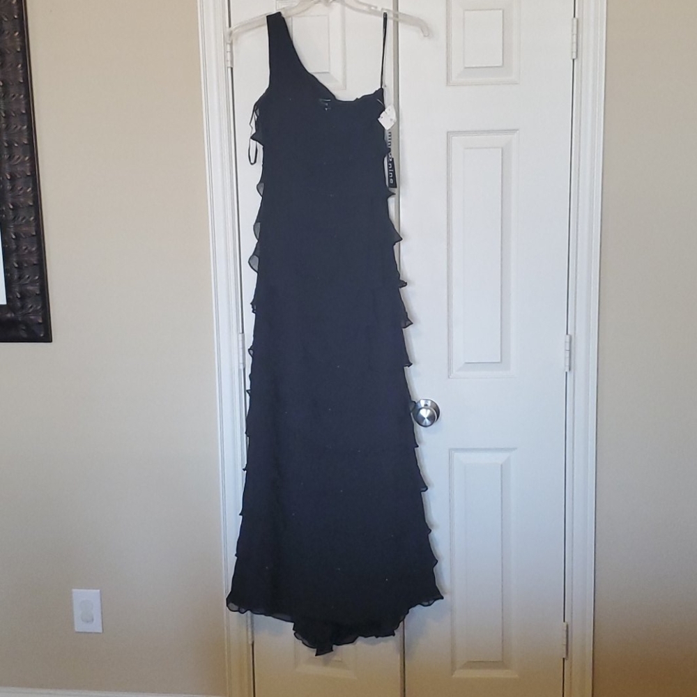 New special Occassion Black long ruffle dress